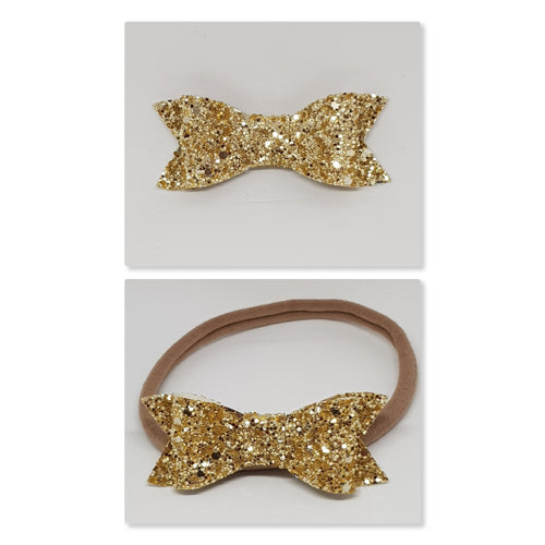 2.75 Inch Ivy Chunky Glitter Bow - Gold