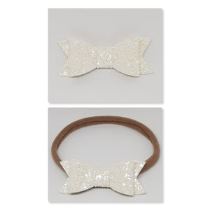 2.75 Inch Ivy Chunky Glitter Bow - Iridescent White