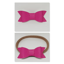 2.75 Inch Ivy Faux Leather Bow - Lipstick Pink