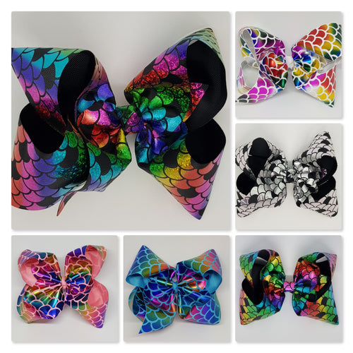 8 Inch Boutique Bow - Mermaid Scale Foil