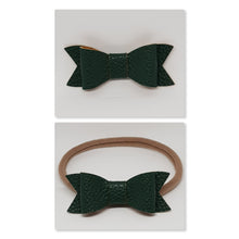 2.75 Inch Ivy Faux Leather Bow - Pine Green