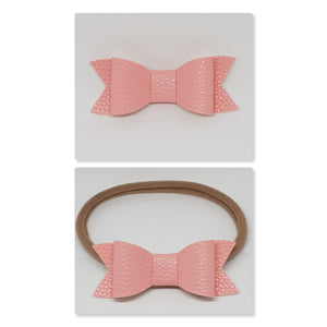 2.75 Inch Ivy Faux Leather Bow - Rose Pink