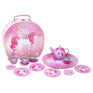 Unicorn Princess 15 Piece Tin Tea Set In Carry Case