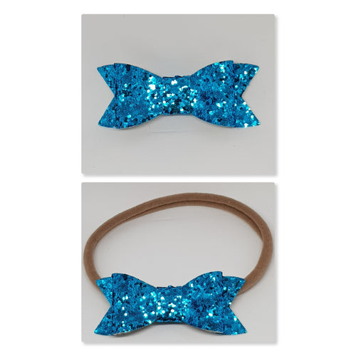 2.75 Inch Ivy Chunky Glitter Bow - Turquoise