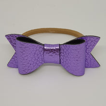 2.75 Inch Ivy Metallic Textured Leatherette Bow - Violet
