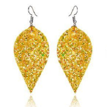 Large Leaf Earrings - Chunky Glitter