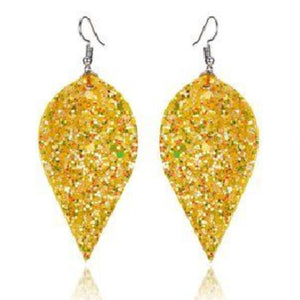 Large Leaf Earrings - Chunky Glitter