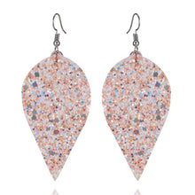 Large Leaf Earrings - Chunky Glitter