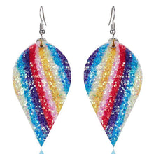 Large Leaf Earrings - Chunky Glitter