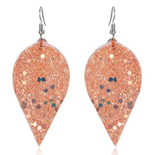 Large Leaf Earrings - Chunky Glitter