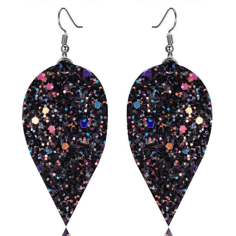 Large Leaf Earrings - Chunky Glitter