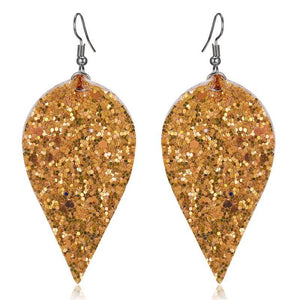 Large Leaf Earrings - Chunky Glitter