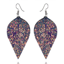 Large Leaf Earrings - Chunky Glitter