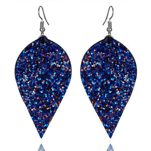 Large Leaf Earrings - Chunky Glitter