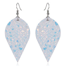 Large Leaf Earrings - Chunky Glitter