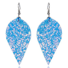 Large Leaf Earrings - Chunky Glitter