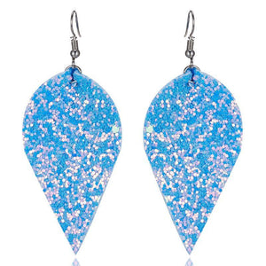 Large Leaf Earrings - Chunky Glitter